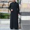 Muzułmańska szata Mężczyźni Jubba Thobe Arabia Saudyjska Kaftan stojak na szyję homme abaya caftan islamskie ubranie islam Dr eid q0eh##