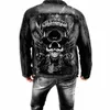 Mężczyzn dżinsowy retro czarne czaszki projektant Drukujący Ripped Cott Coats Streetwear Hip Hop Chaqueta Black Jeans Kurtka 2023 2286#