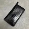 Authentic Real Crocodile Belly Skin Businessmen Card Holders Long Wallet Genuine Alligator Leather Male Large Phone Clutch Purse235G