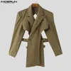 2024 Hommes Irrégulière Blazer Couleur Unie Évider Backl Revers Lg Manches Casual Mâle Costumes Streetwear Fi Manteaux INCERUN N8s0 #