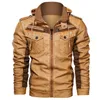 men's Leather Jackets Winter Fleece Thick Mens Hooded Motorcycle PU Coats Male Fi Outwear Brand Clothing Y0u0#