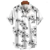 Men's Casual Shirts 3D Printed Cherry Blossom Shirt Men Summer Hawaiian Beach Lapel Blouse Plain Women Short Sleeves Clothing