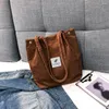 Borse a tracolla Borsa da donna in velluto a coste Borsa da donna casual ecologica Borsa pieghevole riutilizzabile per la spesa Borsa in tela di cotone femminile