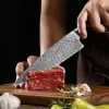 1-8 PCS Conjunto de facas de cozinha Laser Damasco Padrão Faca de chef afiada Santoku Cleaver Facas utilitárias para corte linda ameixa prego cabo de madeira