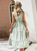 Vestidos de festa Volalo senhoras vintage boho verão mulheres sem mangas casual feriado listrado camisa vestido de verão roupas femininas robe vestidos