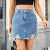 Kjolar för kvinnor denim mini kjol bodycon trendig sommar casual jean elastic midja plus size s m l xl xxl drop leverans klädkammar ota7p