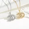 Women Brand Designer Double Letter Pendant Necklaces Simple Gold Plated Crysatl Pearl Rhinestone Sweater Newklace Wedding Party Jewerlry