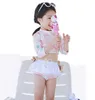 Niedlicher zweiteiliger Badeanzug für Mädchen, langärmelige Badebekleidung, Kinderrock, Tankini-Bikini-Set, bauchfreies Top, Strandbekleidung, Surf- und Tauch-Schwimmanzug9797750