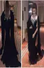 Sexy árabe preto sereia vestidos de noite alta pescoço longo vestidos de baile bainha concurso formal vestido de baile com envoltório 20193674556
