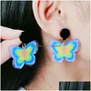 Charme Personnalité Acrylique En Relief Impression Simple Boucle D'oreille Bohême Vintage Papillon Flamme Boucles D'oreilles Cadeau Livraison Directe Bijoux Dhsag