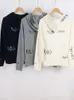 Cardigan da donna con cappuccio e lettera Graffiti a maniche lunghe con cerniera a 3 colori, cardigan primaverile allentato 240326