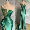 Robes de soirée vert modeste sans manches dentelle sirène Appliques bal élégant côté fendu robe de soirée personnalisé col fleuri Boho
