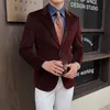 Mężczyźni Wysokiej jakości sztrukoi Kurpy Kuitu/samiec Stripe Gruby Casual Tuxedo Płaszcz Man Slim Groom's Wedding Dr Blazers U9jp#