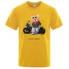 Мотоциклетный энтузиаст Street Teddy Rider Футболка с принтом Мужская свободная повседневная футболка с короткими рукавами Летняя дышащая футболка Cott Одежда D9gR #