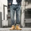 Men's Jeans Man Cowboy Pants Tapered Cropped Trousers Cargo Motorcycle Korean Fashion Loose Y2k Vintage High Quality Harajuku Xs