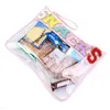 Cosmetic Bags Letter Patches Traparent PVC Bag Clutch Women Clear Travel Make Up Pouches Stuff Makeup Toiletry