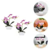 Fleurs décoratives 2 pièces fausse fleur Simulation Phalaenopsis plante artificielle en pot plantes ornement Faux en blanc émulé