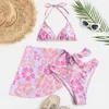 Mulheres Swimwear 3 Peça Swimsuit Bikini Set com Cover Ups Mulheres Beach Wear Terno de Banho Sexi para Meninas Mulher Tanga