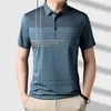 Verano hombres manga corta rayas polo camisas streetwear moda negocio camiseta koreon ropa masculina bolsillos suelta casual top 240318