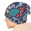 Boinas Medianoche Fondo azul Multicolor Setas salvajes Hombres Mujeres Gorros finos Ciclismo Gorro de esquí Skullies Bonnet Hat