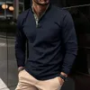 men's lg sleeved T-shirt Leisure busin high-end bottom shirt turn-down collar Loose oversized lg sleeves men's clothing L2Mf#