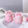 Mugs Pink Piggy Ceramic Coffee Mug 400ml Cute Tea With Matching Lid Phone Holder Bracket Drinking Cup Great Birthday Present