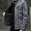 New Vintage Denim Giubbotti Uomo Slim Fit Solid Casual Mens Jean Cappotto Fi Stand Collare Moto Biker Denim Cappotti Uomo Abbigliamento 2023 C2Oc #