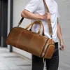 Duffel Bags Crazy Horse Sports Fitness Bag Men's Handheld Luggage Genuine Leather Travel Large Capacity Luxury Feeling