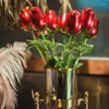 Decorative Flowers Metal Rose Realistic Free Standing Flower Figure Artificial Valentine Day Gifts Tabletop Ornament Home Decor