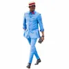 Män passar regelbundet Fit 2 stycken Turn-ner krage singelbröst blazer+byxor formell afrikansk stil kostym bröllop brudgum Dr n7m1#