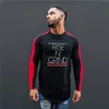 2022 Autunno Nuovo arrivo Muscleguys Patchwork cucitura Raglan O-Neck Cott Stampato Fi Casual Slim Fit LG T-shirt C6SK#