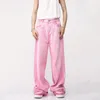 iefb Trendy Koreaanse Mannelijke Roze Kleur Set Effen Kleur Revers Denim Jas Jas Wijde Pijpen Rechte Jeans Heren Casual Tweedelige 9A8557 g8l4#