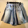 Damesshorts Korte jeans 2024 Lente en zomer Zware industrie Kwastje Kraal Diamant Hoge taille Afslanken Wijde pijpen Denim Dames