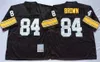 Vintage 1975 voetbal 43 Troy Polamalu Jerseys 83 Heath Miller 84 Antonio Brown 86 Hines Ward 32 Franco Harris 7 Ben Roethlisberger Teamkleur Zwart Wit 75e Retro