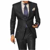 Blue/Black Striped Men Suits Groom Wear Notch Lapel Two Butts 2 قطعة Groom Tuxedo Busin Party Suit