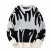 Новый осенне-зимний жаккардовый свитер с абстрактными буквами и теплым и плотным контрастным цветом N6iE #