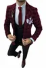 Высокое качество мужские клетчатые костюмы Notch Lapel Burdy смокинги Slim Fit пальто для отдыха жениха для свадьбы пиджак + жилет + брюки C7In #