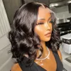 Perruque Lace Front Wig sans colle 100% naturelle, cheveux humains, Body Wave, court, Bob, pre-plucked, 13x4, 13x6, pour femmes