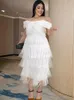 Casual Dresses White Fringe Dress Sexy Off Shoulder Strapless High Waist Big Size Tassel For Women 2024 Evening Cocktail Party Outfits