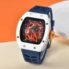 2024 Nya modeller Topp Luxury Luxury Brand Men's Watch Fly Back Timing White Ceramic Multi-Function Quartz Movement Flame Eye Graphical Watch