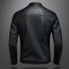 fi Slim-Fit Leren Leren Jas Heren Verticale Kraag Puleather Jas Motorfiets Suède Jas b3pH #