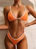 Women's Swimwear High Cut Bikini 2024 Mujer Biquini Blue Sexy Women Bathing Suit Micro Thong Brazilian Swimsuit Push Up Sport Bathers