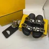 فاخرة FF Slims Slides Sandals Sandals Women Clipper Beach Sandal Classic Buckle Leatter Leatter Flat Flat Flat