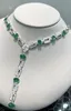 Chains ZOCA 925 Sterling Silver Vintage Green Necklace Water Droplets Pendant Fashion Crystal Bridal Choker Wedding Jewelry