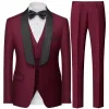 Homens estilo britânico terno fino 3 peça conjunto jaqueta colete calças / masculino busin cavalheiro high end personalizado dr blazers casaco M-5XL g0xe #