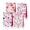 Cadeau cadeau LB054 12pcs Lady Sweet Mariage Saint Valentin Fête d'anniversaire Candy Kraft Sacs en papier avec autocollant Mariée à être Décors