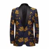 Mens Floral Jacquard Blazers Slim Fit Elegant Tuxedo Suit Blazer Jacket Fi New Men Prom Party Wedding Stage Singer Costume N2MI#