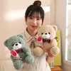 25cm Kawaii Hug Bouquet Teddy Bear Plush Toy Stufted Super Soft Bow Tie Childrens Doll Girlend KidsBaby Christial Gift 240311