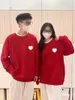 Liebe Herz Text Druck Männer Frauen Mode Lose Rote Hoodies Sweatshirts 500g Baumwolle Herbst Winter Pullover Für Paar Kleidung 240313