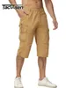 Tacvasen Cott under knälängd 3/4 lg shorts herrtaktiska capri byxor multi ficka sommar twill arbetslastbyxor man i4tq#